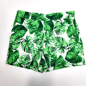 White House Black Market Monstera Leaves Stretch Chino Pull on Shorts sz 4